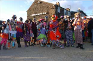 molly dancers outside Lamb & Flag