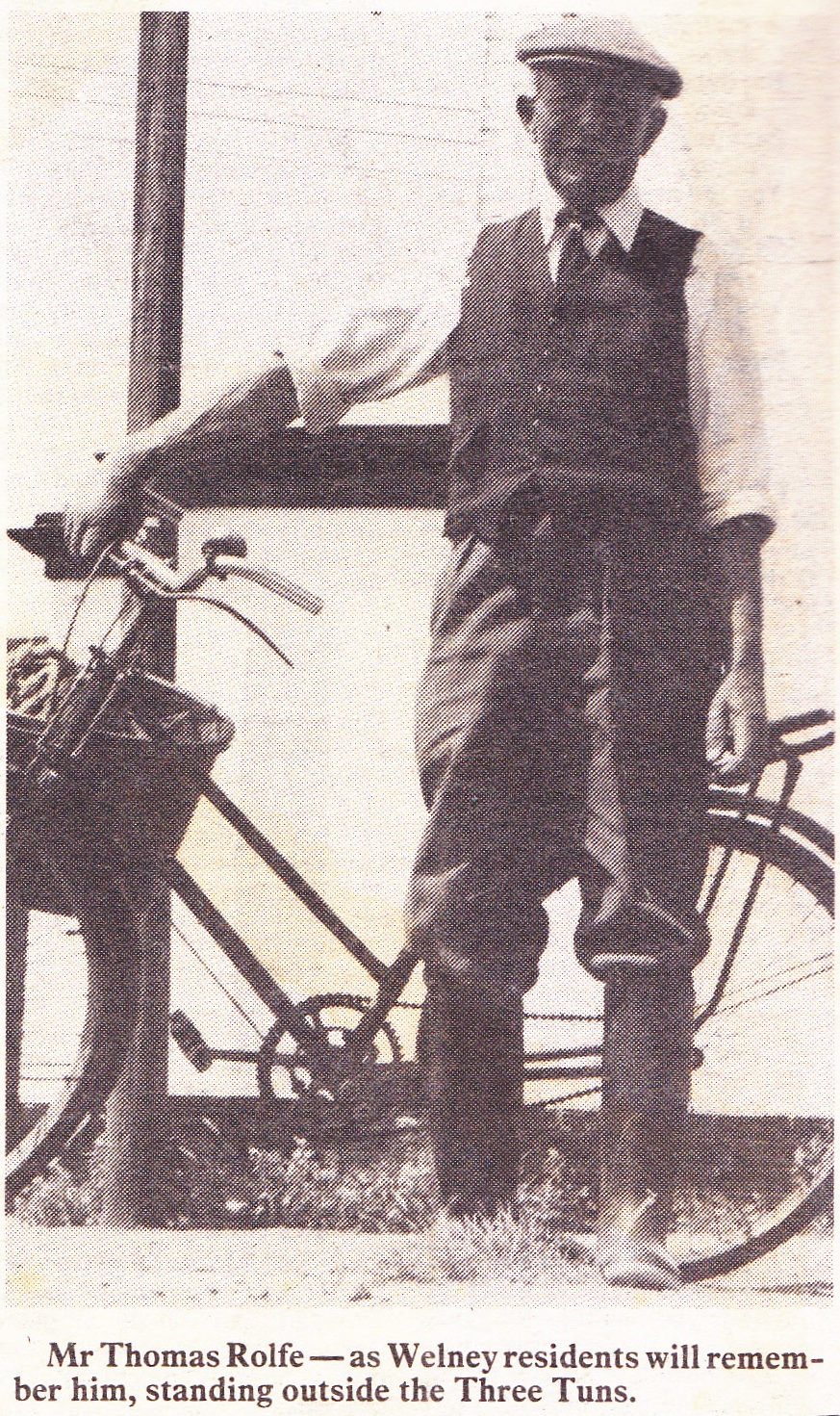 Tom Rolfe and bike outside the Three Tuns