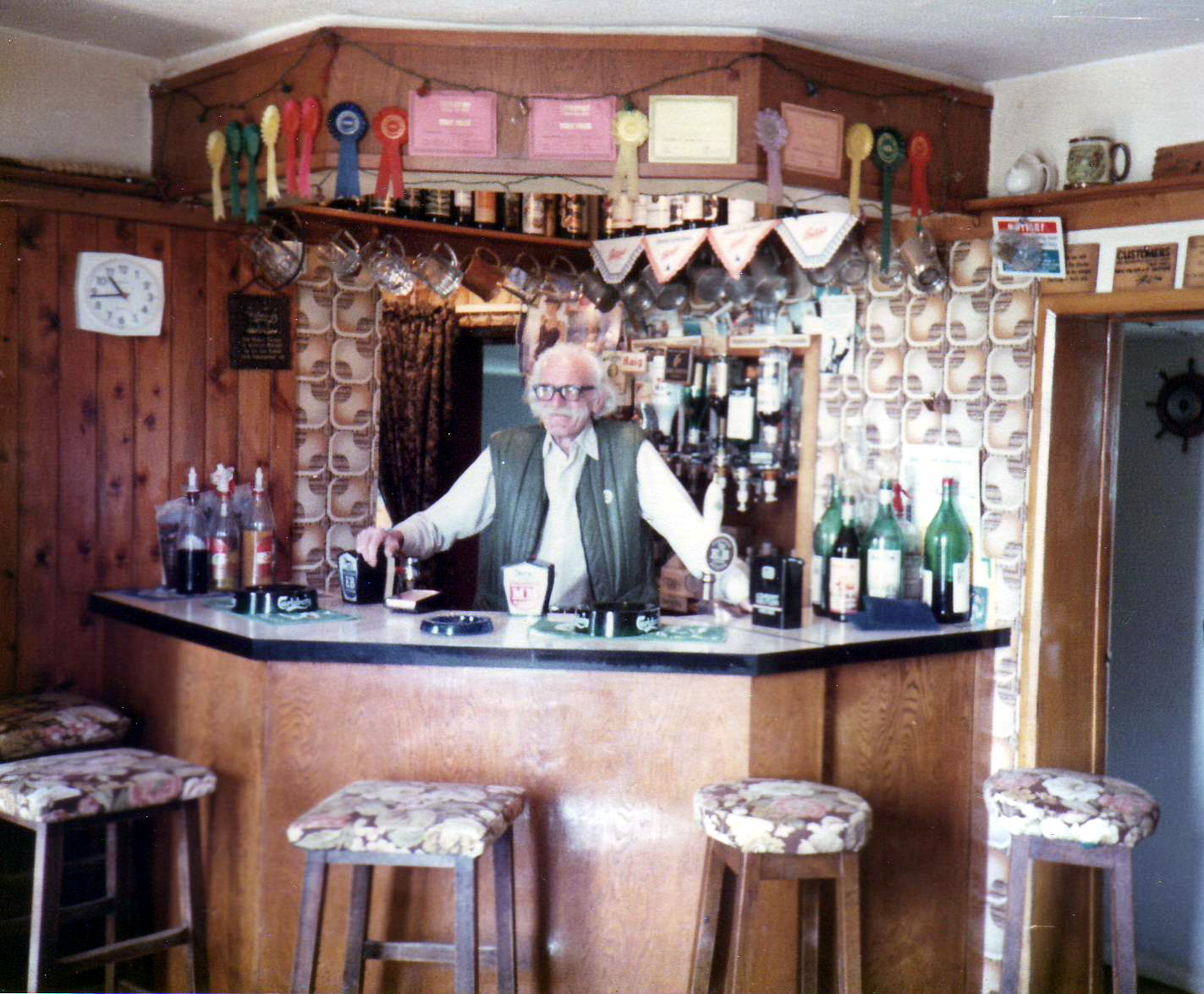 JW behind the bar at Three Tuns