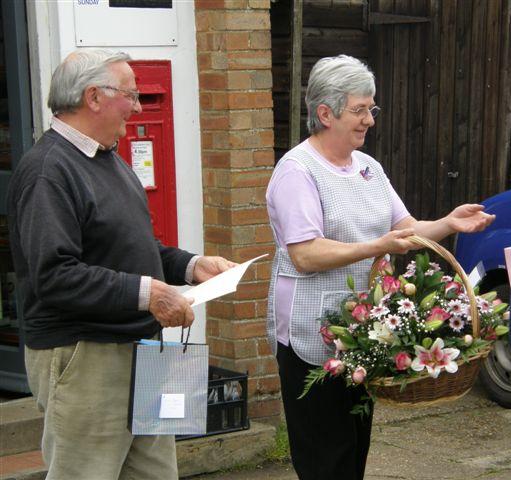 Pete and Wendy receiving presents